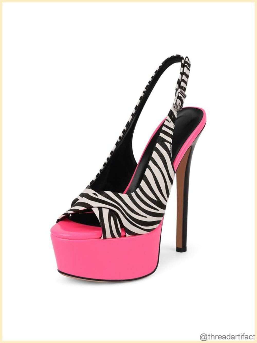 Only Maker Stilettos Platform Slingback Peep Toe Heels Faux Leather